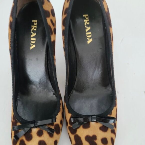 Prada Cheetah Print Pony Hair Leather Heels - Picture 2 of 5